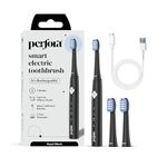 Perfora Rechargeable Electric Toothbrush 3 Brush Heads 30000 Vibrations Smart Indicative Bristles 3 Modes 2 Year Warranty Electric Brush,Electric Toothbrush For Men,Women&Kids Royal Black,1 Count