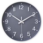 HZDHCLH Wall Clock 12 Inch Silent Non Ticking Clock for Living Room Bedroom Kitchen Office (New-Grey White)