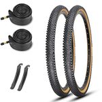 26-inch Mountain Bike Tires Set: MOHEGIA 2-Pack 26x1.95 Inch 60TPI Folding Replacement Bicycle Tires and Inner Tubes with Tire Levers Pair/Skin Sidewall