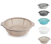 Plastic Colander Food Sieve Strainer Basket for Food Washing Draining Pasta Spaghetti Rice Salad Vegetable Kitchen Cooking Hobby (31cm - Taupe)