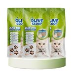 OLIVE SCOOP Natural Cat Litter, Clumping Cat Litter Odour Eliminator, Biodegradable, Kitten Litter, Pack of 3x8L/24L, Dust Free Cat Litter, Eco Friendly, From 100% Olive Pits, Antibacterial Cat Litter