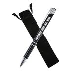 Trimming Shop Personalised Ballpoint Pen with Black Pouch | Customise with Your Name or Message | Black Ink Medium Point Refillable Engraved Pen for Men Women Business promotion Wedding Gift (Black)