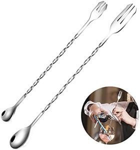 Cucchiaio da cocktail in acciaio inox,Cucchiaio da bar con manico lungo,Cucchiaio da cocktail per vino da bar in acciaio inossidabile,Per il barista per la casa e il bar (uno da 32 cm, uno da 26 cm)
