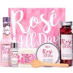 Spa Gifts for Women, Travel Size Birthday Gifts for Women, BFF LOVE 6Pcs Spa Gift Set, Rose Gift Baskets, Bath Kit with Essential Rose Oil, Bath Salt, Soap, Natural Petals, Christmas Gifts for Her