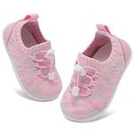 JIASUQI Baby Shoes Baby Boys Girls Trainers Infant Non-Slip Breathable First Walking Shoes with Soft Rubber Sole Toddler Slip On Slippers Sneakers(Pink,12-18 Months)