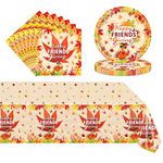 37Pcs Thanksgiving Party Tableware Set,Turkey Paper Plates, Napkins and Tablecloth Sets,Thanksgiving Day Dinnerware Sets,Fall Maple Party Tableware for Autumn Thanksgiving Day Theme Party Supplies