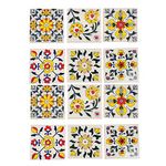 Artook Decor Decorative Ceramic Tile Mosaic Tiles, Floral Motifs, Made in India (White, 3x3-inches Set of 12)