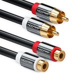 deleyCON 2m Cinch Extension Cinch RCA Extension Cable Stereo Audio Cable 2x Cinch Plugs 2x Cinch Jacks Gold-Plated Metal Plugs - Black