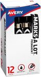 Avery MARKS-A-LOT Permanent Marker, Large Bullet Tip, Black, 12-Count (24878)