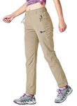 TBMPOY Women's Work Hiking Stretch Pants Quick Dry Breathable Camping Fishing Stretch Trousers(Light Khaki,CA L)