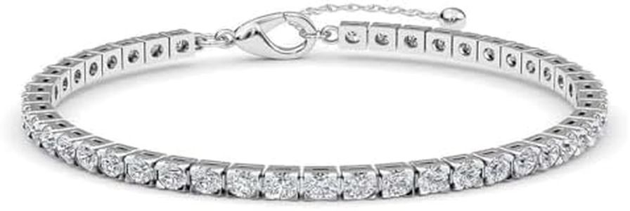 Shop LC Stainless Steel Tennis Bracelet - Adjustable Cubic Zirconia Bracelet for Women - Dainty CZ Crystal Bridal Bracelets - 7" Length with a 2" Extender Costume Jewelry for Women Birthday Gifts for
