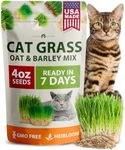 HOME GROWN 4oz Cat Grass Seeds - Oat Seeds & Barley Seeds Mix - Keep Your Pet Healthy with Cat Grass for Indoor Cats - Cat Grass Seeds Bulk - Refill Cat Grass Growing Kit - 100% Non-GMO