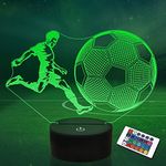 Lightzz Soccer Gifts for Kids Boys, Soccer 3D Illusion Lamp Football Night Light with Remote + Touch 16 Color Flashing Changing + Timer Desk Lamps for Boys Room Decor