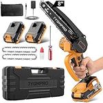 JYGMPRO Mini Chainsaw 8 Inch, Cordless Chainsaw Brushless Motor with 2×2.0AH Batteries, 2 Chains, 10m/s Chain Speed Electric Handheld Chainsaw for Branch Wood Cutting Garden Tree Logging Trimming