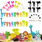 46pcs Plastic Animal Fruit Fork, Cartoon Food Toothpick for Kids, Cute Mini Food Fruit Picks Forks for Dessert Party Decor Bento Lunch Box Accessories