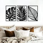 Resama 3 Pcs Boho Metal Wall Art Decor Leaf Sign Wall Vintage Tropical Plant Wall Rustic Palm Leaf Metal Wall Sculpture for Living room Bathroom Bedroom Office