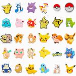 15, 30, Mixed, Girl Or Boy Superhero Famous Cute Cool Funny Random Colourful Shoe Charms Decorations For Croc Clog Shoes, Bracelet And Wristband For Women & Men No Duplicates (30 Pokemon)