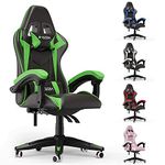 bigzzia Gaming Chair Office Chair Desk Chair Swivel Heavy Duty Chair Ergonomic Design with Cushion and Reclining Back Support (Green)