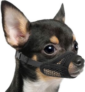 Mayerzon Mesh Muzzle for Short Snout and Small Dogs Anti-Biting, Focus on Brachycephalic Dogs like Chihuahua Yorkshire Maltese, Breathable Fabric, Opening Front, Allow Panting, for Grooming Vet Visits