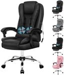 ALFORDSON Office Chair with 150° Recline & 2-Point Massage, Ergonomic Computer Desk Chair with SGS Approved Gas-Lift, Executive Home Desk Chair Swivel Leather Video Game Chair (Exavior Black)