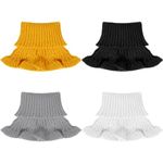 FRIUSATE 4Pcs Knitted Fake Collar for Women Girls, Detachable Turtleneck Dickey Collar, Ruffled Mock Collar, Knit Neck Warmer Scarf Winter Clothing Accessories