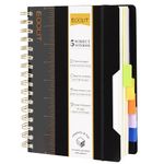 EOOUT 5 Subject Notebook, Notebook for Work 6 x 8in 360 Pages Hardcover Spiral Notebook with 5 Removable Dividers for Work, School, Office, Writing Journal(Black)