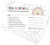 50Pcs Teacher Mail Notes to Parents, Boho Rainbow Happy Mail Postcards Classroom Good Behavior Incentive Motivational Cards to Send Home for Preschool Kindergarten Elementary School Teacher Supplies