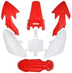 Kie CRF50 Plastic Kit XR50 Plastic Fender Kit Red White Plastic Fairing Fender Kit - Motorcycle Fender Fairing Body Work Kit Compatible with Honda CRF 50 XR 50 SDG SSR 107 110 125 Pit Dirt Bike