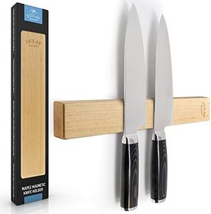 Zulay 11.75" Seamless Maple Wood Magnetic Knife Holder - Wooden Magnetic Knife Strip for Organizing your Kitchen - Elegant & Multifunctional Magnet Holder for Wall with Easy Installation