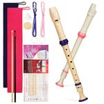 2Pcs Recorder Instrument for Kids 8-Hole Flute Instrument Beginners Soprano Recorders Wind Music Instrument C Key with Cleaning Kit (Pink + Blue)