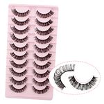 Oreola Russian Strip Lashes D Curl False Eyelashes Cat Eye Lashes Natural 10 Pairs 3D Volume Curly Fake Eyelashes Fluffy Artificial Reusable Russian Lashes