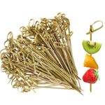 200 Pcs Cocktail Sticks - Bamboo Toothpicks 12 cm Japaneses Style Natural Bamboo Knotted Skewers Food Sticks Tooth Picks for Drinks, Fruit, Appetizer, Cocktail Garnish Accessories, Party Supplies