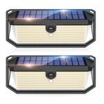 SyouHome Solar Motion Sensor Lights Outdoor, 4000LM 380 LED Solar Lights Outdoor, IP65 Waterproof 3 Modes 270° Wide Angle Solar Security Lights for Yard, Garage, Garden, Deck（2 Pack）