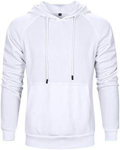 TOLOER Men's Hoodies Pullover Slim Fit Solid Color Sports Outwear Sweatshirts White XX-Large