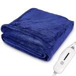 Heated Blanket Twin Electric Blanket Throw, Soft Flannel Fast Heating Blanket Warm with 3 Heating Level 8-Hour Auto Shut Off Overheating Protection, Machine Washable, ETL Certified, Blue (62" x 84")