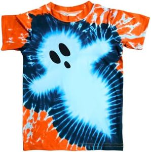 Boys Girls Halloween T-Shirts Ghost Tie Dye Tee Shirt Kids Spooky Trick or Treat Boo Tops Tees