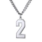 Surgical Steel Number Necklace for Athletes, No. 2 Pendant Chains for Sport Men Teen