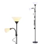 INMOZATA Standard Lamps Living Room, Uplighter Floor Lamp, Modern Mother & Child Tall Floor Lamp for Living Room, Bedroom, Lounge, Office(Black)