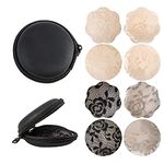 XJSGS Womens Silicone Pasties Invisible Silicone Nipple Covers Reusable Adhesive Silicone Covers (Black-nude-lace（4 Pairs）)