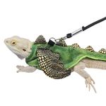 Bearded Dragon Harness Leash Set - Halloween Costume Adjustable Lizard Dinosaur Leash Harness with Wing Outdoor Walking Lead Control Rope for Bearded Dragon Reptiles Small Animals (S,Green)