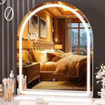 Hasipu Vanity Mirror with Lights, 26"× 30" Arched LED Makeup Mirror, Lighted Desktop Makeup Mirror with Lights, Smart Touch Control Dimmable 3 Modes Light White