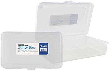 BAZIC Products Plastic Pencil Case Utility Storage Box, Clear Color, Multi Purpose Organizer for Pens Pencils, 24-Pack