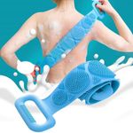 Wazdorf Silicone Body Back Scrubber, Double Side Bathing Brush for Skin Deep Cleaning Massage, Dead Skin Removal Exfoliating Belt for Shower, Body Brush for Bathing…