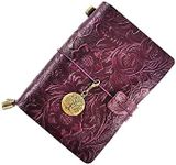 Refillable Leather Journal, Handmade Purple Leather Notebook with Bookmark for Men & Women, Vintage Leather Notepad Sketchbook Perfect for Writing, Gifts, Travelers (Purple, Passport)