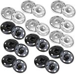 JOSDIOX Large Snaps for Sewing Big Sew on Snap Large Buttons 12 Sets Big Metal Snap Fastener Buttons Press Button for Sewing Clothing Silvery and Black (Large Size 0.98IN /25mm)