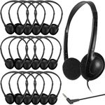 Ladont Classroom Bulk Headphones 25 Pack, Wired On-Ear Student Headphones for School Library Kids,Clear Sound 3.5mm Jack for Online Learning(Black)