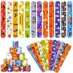 RICEDUO 36 Pieces Halloween Slap Bracelet for Kids, 12 Styles Colorful Halloween Slap Wristbands Bulk for Kids Party Favors Toys Prizes Goodie Bags Fillers