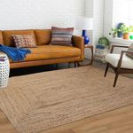 Craft Trade Hand Woven Jute Area Rug Oval 90X150 CM Farmhouse Reversible Recatngular Jute Area Rug Braided Charm for Farmhouse Chic in Living Room, Outdoor, Kitchen Bedroom