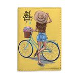 Adventure begins yellow passport holder eco leather cover for documents gift idea for woman handmade designer case