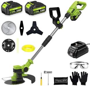 Electric Weed Wacker Cordless Weed Eater with 2 x 21V Battery Powered, 3 in 1 Grass Trimmer/Edger/Brush Cutter with 4 Types Blades, 4.4 LBS Lightweight Weed Trimmer for Yard, Garden